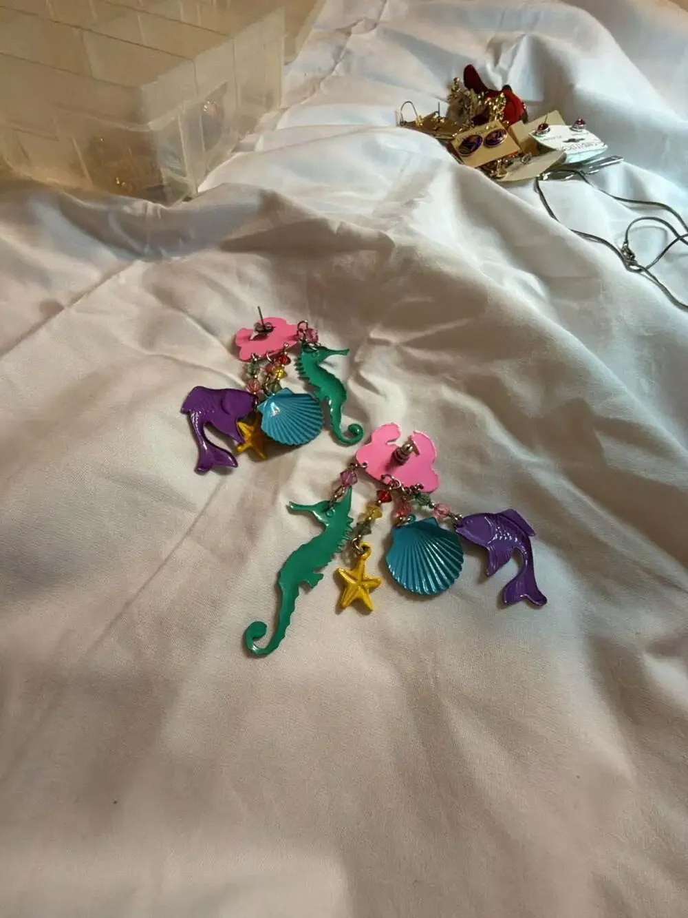Vintage Lunch at the Ritz Sea Life Themed Dangle Earrings